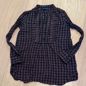Ralph Lauren Girls Top Aspen Vibes Plaid navy, maroon, green Size 7